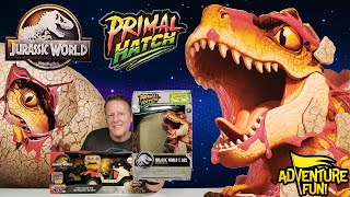Jurassic World T-Rex Primal Hatch! Real Hatching T-Rex Dinosaur Toy Review AdventureFun!