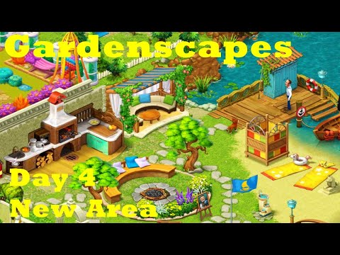 Gardenscapes New Area Day 4 Movie HD | Set up the food processor and Fix the bridge to the island