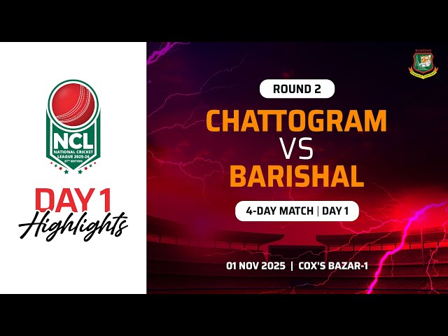 Highlights | Round 2 | 4 Day Match | Day 1 | Chattogram VS Barishal | Cox’s Bazar 1 | 27th NCL, 20