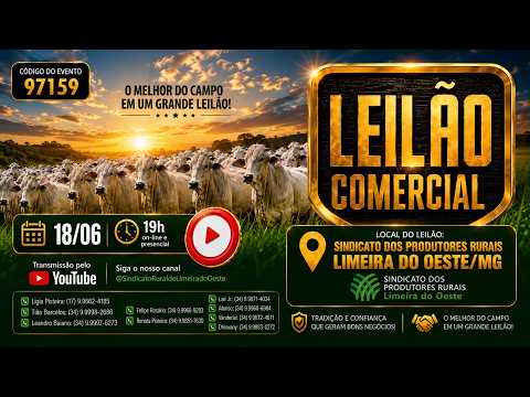 LEILÃO COMERCIAL DO SINDICATO DOS PRODUTORES RURAIS DE LIMEIRA DO OESTE/MG