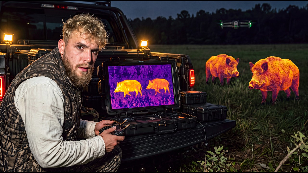 Hunting Wild Hogs with Night Vision Drones