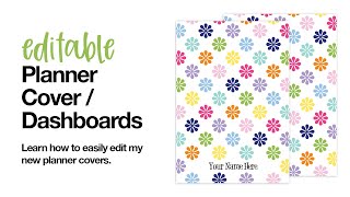 How to edit my planner covers and dashboards.