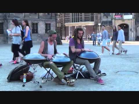 Hang Drum Duo playing at Dam Square Amsterdam (Street Music)