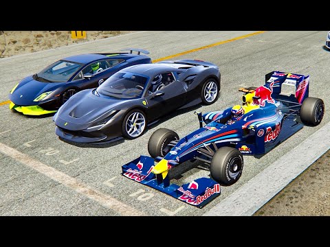Red Bull F1 2009 vs Ferrari F8 Tributo F2004 Engine vs Lamborghini Gallardo Monster - Old Spa