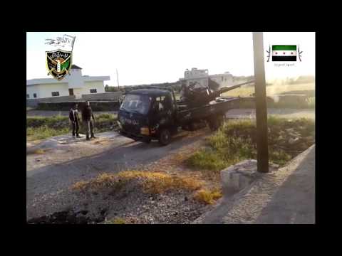 استهداف قوات النظام على تل الجابية برشاش 23 من قبل لواء تبارك الرحمن في ريف درعا تمهيداً لاقتحامه