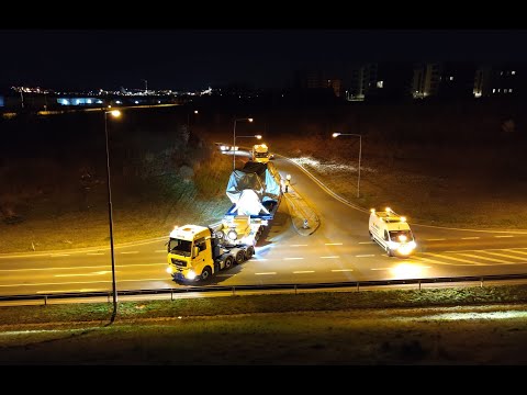 Hanyš - přeprava parní turbíny do přístavu Lovosice - Nadměrný náklad/Oversize load/Schwertransport