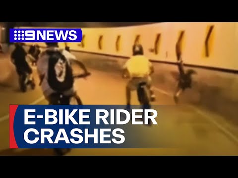 Young e-bike rider crashes in Brisbane tunnel | 9 News Australia