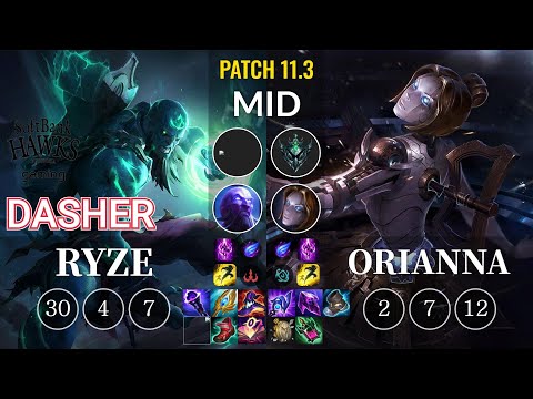 SHG Dasher Ryze vs Orianna Mid - KR Patch 11.3