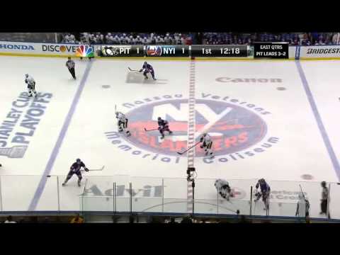 Jarome Iginla wrister goal 1-1 May 11 2013 Pittsburgh Penguins vs NY Islanders NHL Hockey