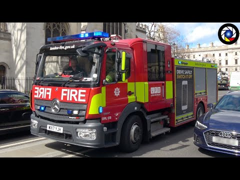 Fire Engine Responding - London Fire Brigade with lot of Bullhorn.