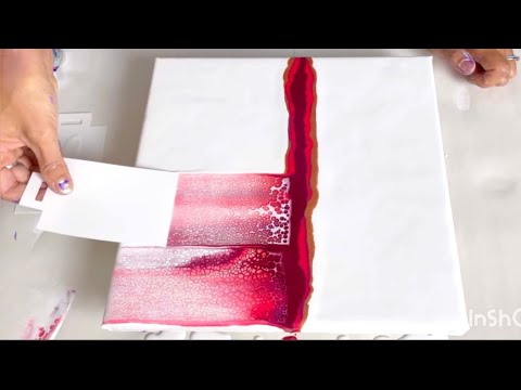 Tree Silhouette Over Beautiful Swipe **NEW TECHNIQUE** acrylic paint pour, abstract fluid art