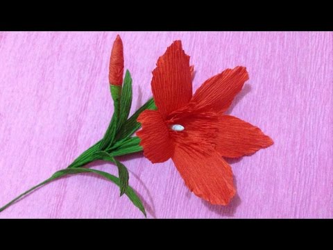 How to Make Nerium Oleander Paper flowers - Flower Making of Crepe Paper - Paper Flower Tutorial Video