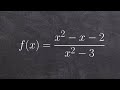 Find x and y intercepts of a rational function