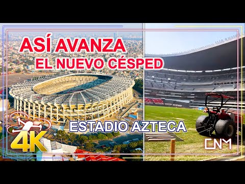 Azteca Stadium: The new stands (civil works) are finished and the new field with hybrid turf is p...