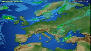 Radar forecast Europe // modelrun: 00h UTC 2020-05-27