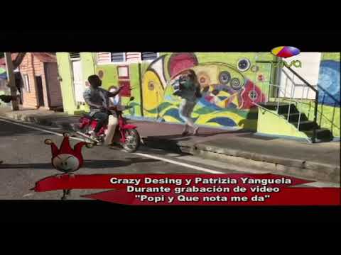 Crazy Desing y Patrizia Yanguela durante grabación de video "Popi y Que nota me da"