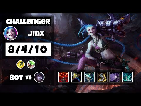 Jinx 11.18 Gameplay Challenger Replay Bot Lane - S11 (8/4/10) - BR