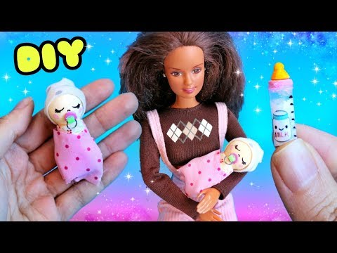 Cómo hacer un BEBÉ 👶🏻 y BIBERÓN 🍼 en MINIATURA para Barbie DIY