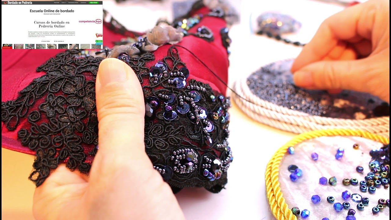 Bordado creativo para principiantes en pedrería con encaje en un crop top
