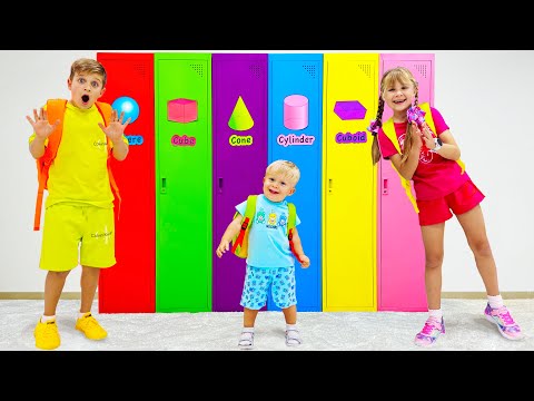 Diana Roma and Oliver teach 3D Shapes with magic lockers