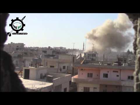 استهداف دبابة لقوات النظام من قبل كتيبة الهندسة والصواريخ في حي المنشية في مدينة درعا