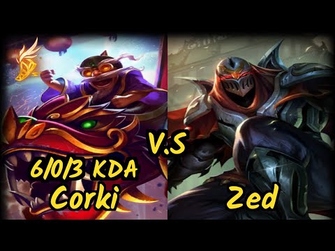 GAL Naru (CORKI) vs ZED - 6/0/3 KDA MID GAMEPLAY - EUW Ranked DIAMOND