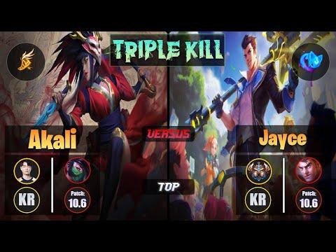 Rascal AKALI (Top) [Fleet Footwork] VS JAYCE - Challenger KR Patch 10.6 Triple Kill