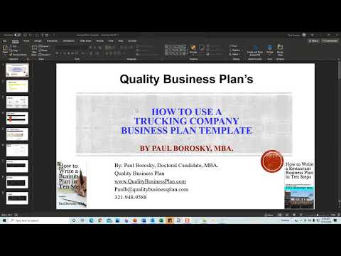 , title : 'How to use a TRUCKING COMPANY Business Plan Template by Paul Borosky, MBA.'