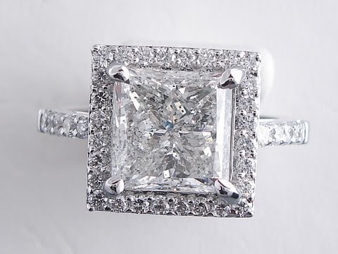 4.02 ctw Princess Cut G SI3 Diamond Engagement Ring - BigDiamondsUSA