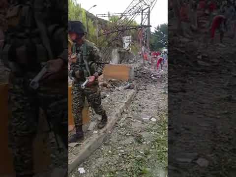 Totalmente destruido quedó el peaje de El Mango sur del Cauca luego del atentado terrorista.