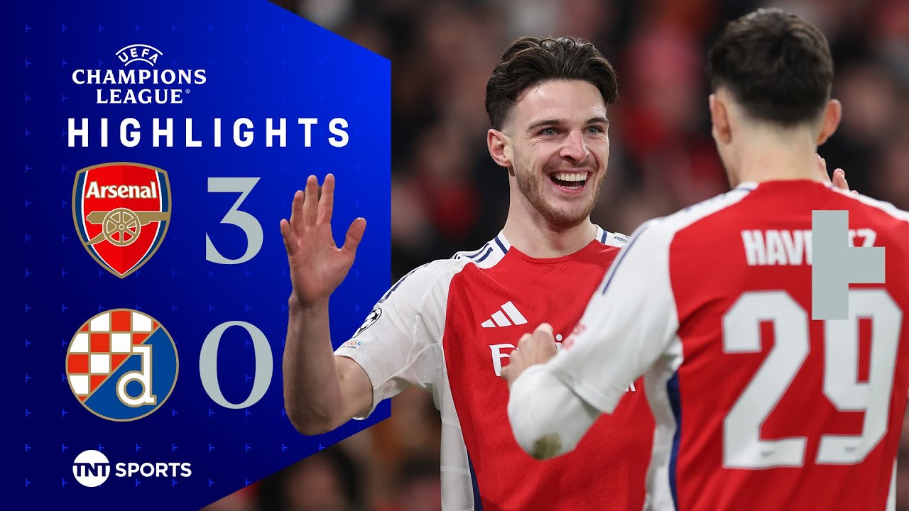Rice, Havertz & Odegaard On Target 🔴 | Arsenal 3-0 Dinamo Zagreb | UEFA Champions League Highlights