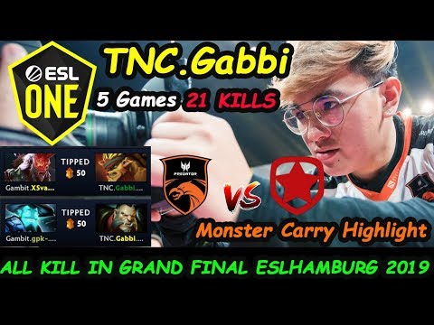 TNC Gabbi  ALL KILL in 5 Games GRAND FINAL - ESL One Hamburg 2019 TNC vs GAMBIT Dota2 Gameplay
