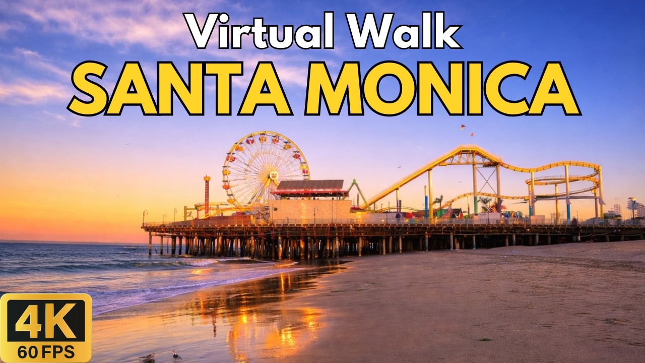 4K Sunrise Beach Walk – Santa Monica Coast & Pier | 33-Min Oceanfront POV Walk
