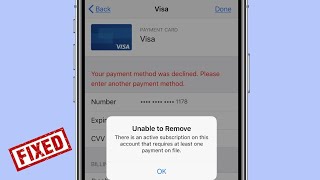Unable to Remove Payment Method There is an Active Subscription error on iPhone