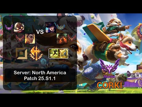 Corki ADC + Rell vs Caitlyn + Nautilus - NA Master - Patch 25.S1.1