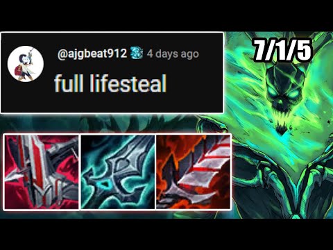 Builds from VIEWERS -  Full Lifesteal Thresh - AD Thresh Top vs Gnar - League of Legends Off Meta