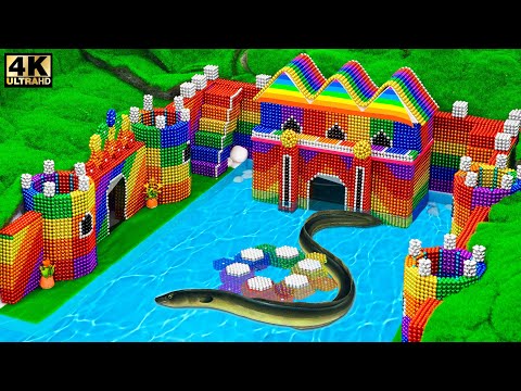 Build Underground Castle, Swimming Pool For Catfish and Eel From Magnetic Balls | Magnet Creative