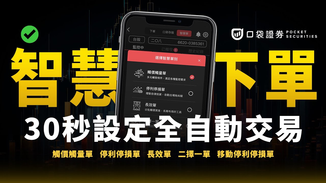 【口袋智慧單】APP智慧單 | 下單超方便!沒時間盯盤也能自動委託!觸價觸量、二擇一、停損停利就交給程式幫你顧
