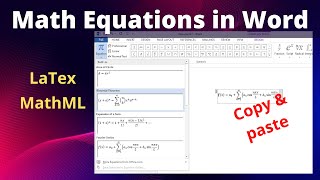 Copy pasting Math Formula in Word | Latex in Word | MathML