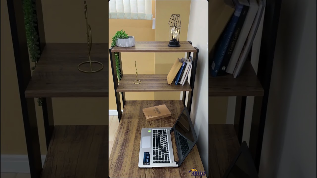 Thumbnail do vídeo - Escrivaninha com Estante Match - Pinho C / Preto