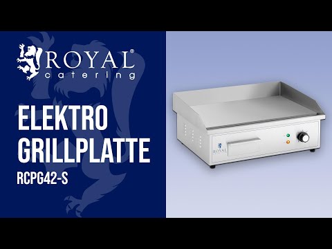 Video - Elektro Grillplatte - 530 x 350 mm - Royal Catering - glatt - 3000 W