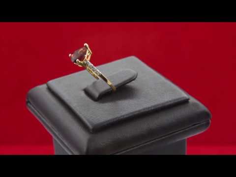 TELEIOS LUXE 18K GOLD 0.7CT PEAR GARNET 0.07CT DIAMONDS RING - 6.5 US - TL0000097