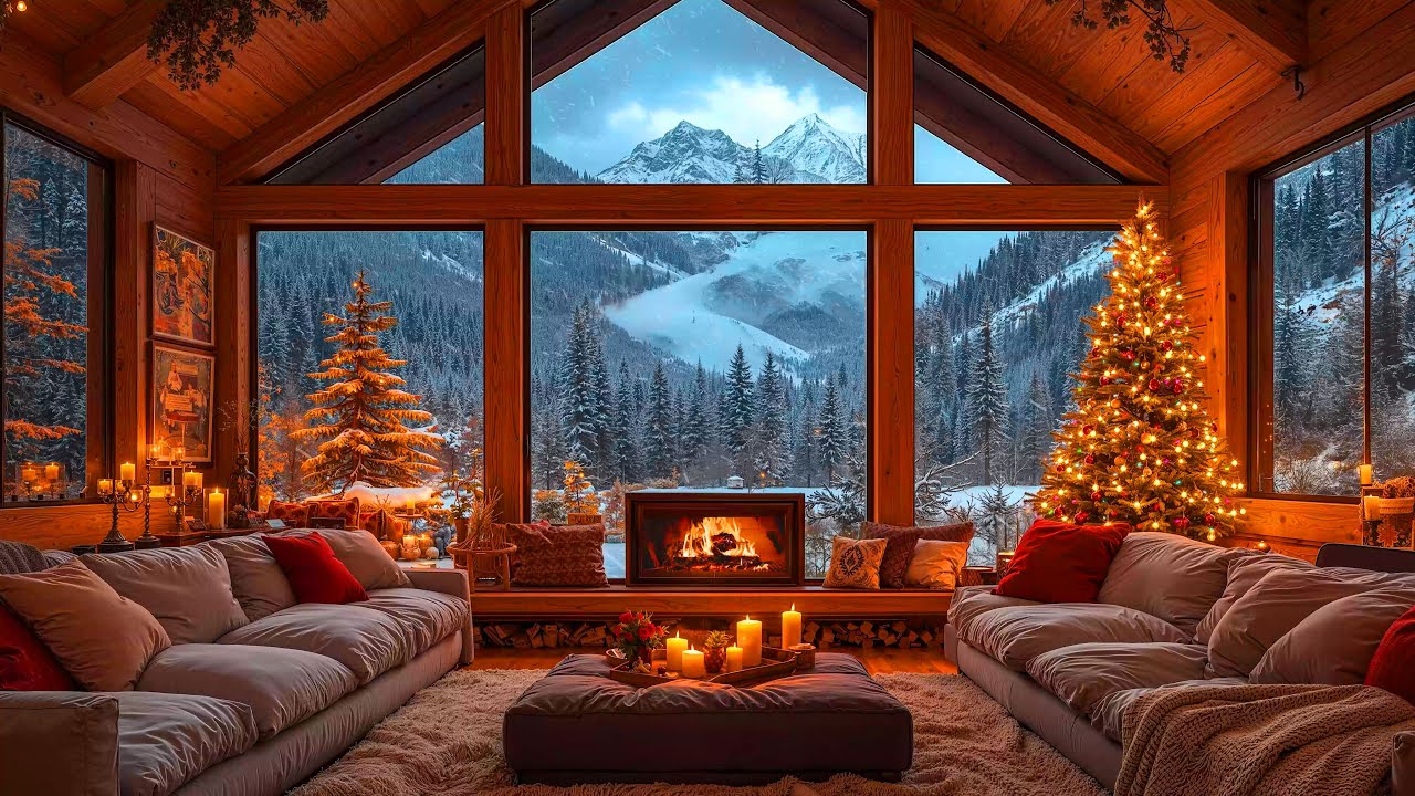 Warm Christmas Ambience 🎄 Relaxing Christmas Jazz Instrumental & Cozy Crackling Fireplace Sounds 🔥
