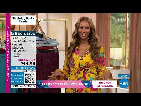 IMAN Global Chic Pleated WideLeg PullOn Pant