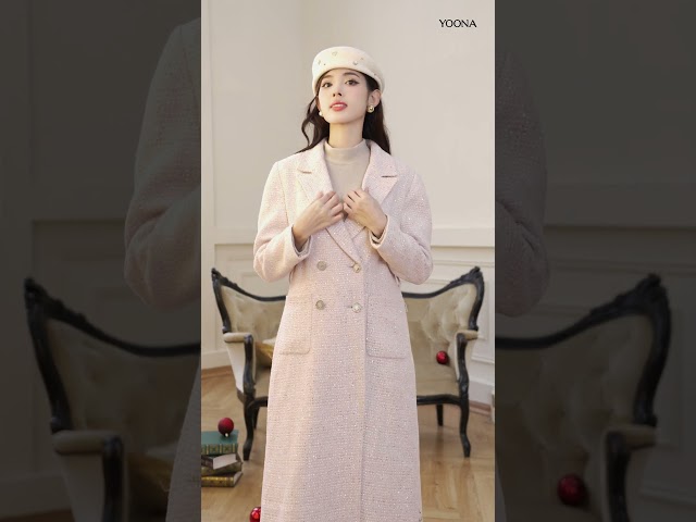 ND23S418 - Áo măng tô dạ tweed kim sa