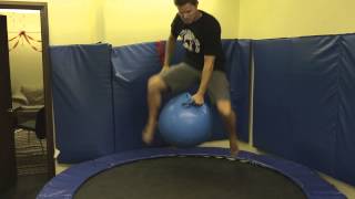 Trampoline + Exercise ball = Accident waiting to happen