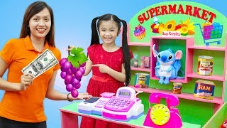 Hana Pretend Play w/ GIANT Supermarket Grocery Toy Store for Kids