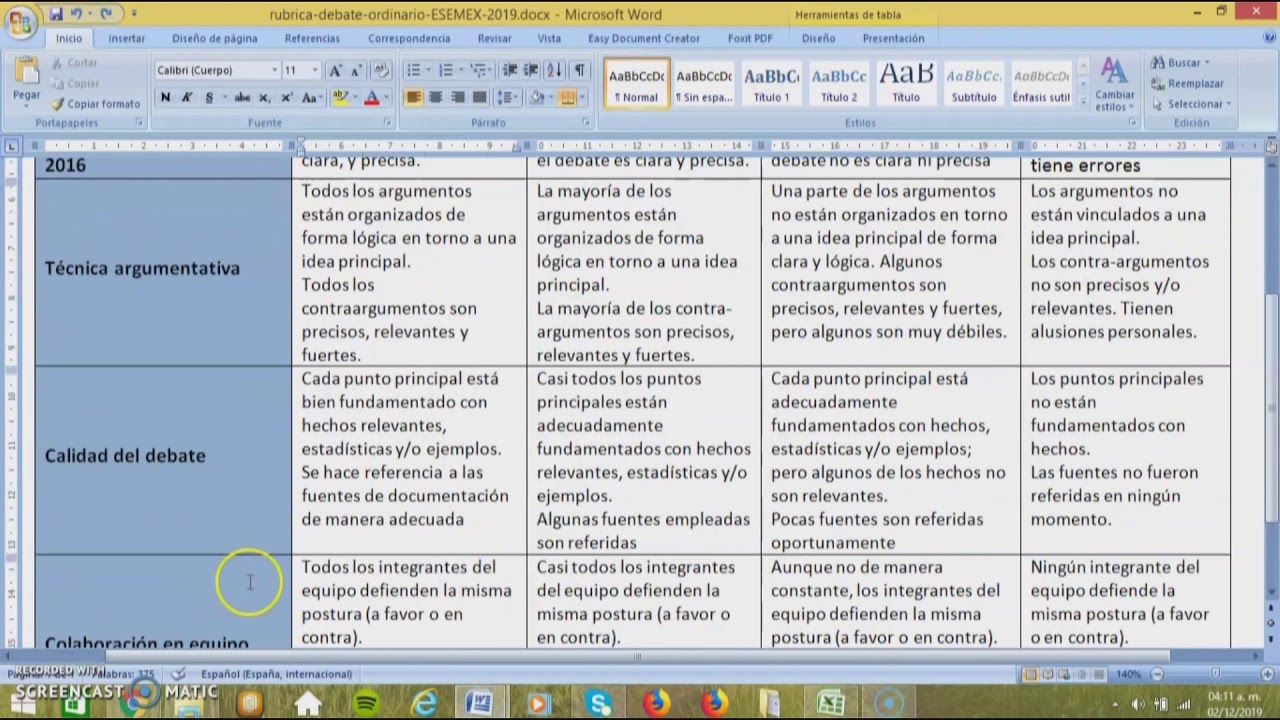 Rubrica debate ESEMEX