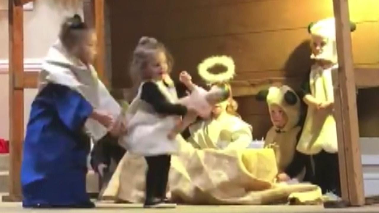 Kid Hilariously Steals Baby Jesus From Manger During Live Nativity Scene