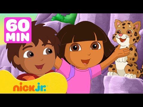 Capa de Dora the Explorer | Resgates Ousados de Animais com Dora & Diego! 😺 1 Hora  | Nick Jr. em Português